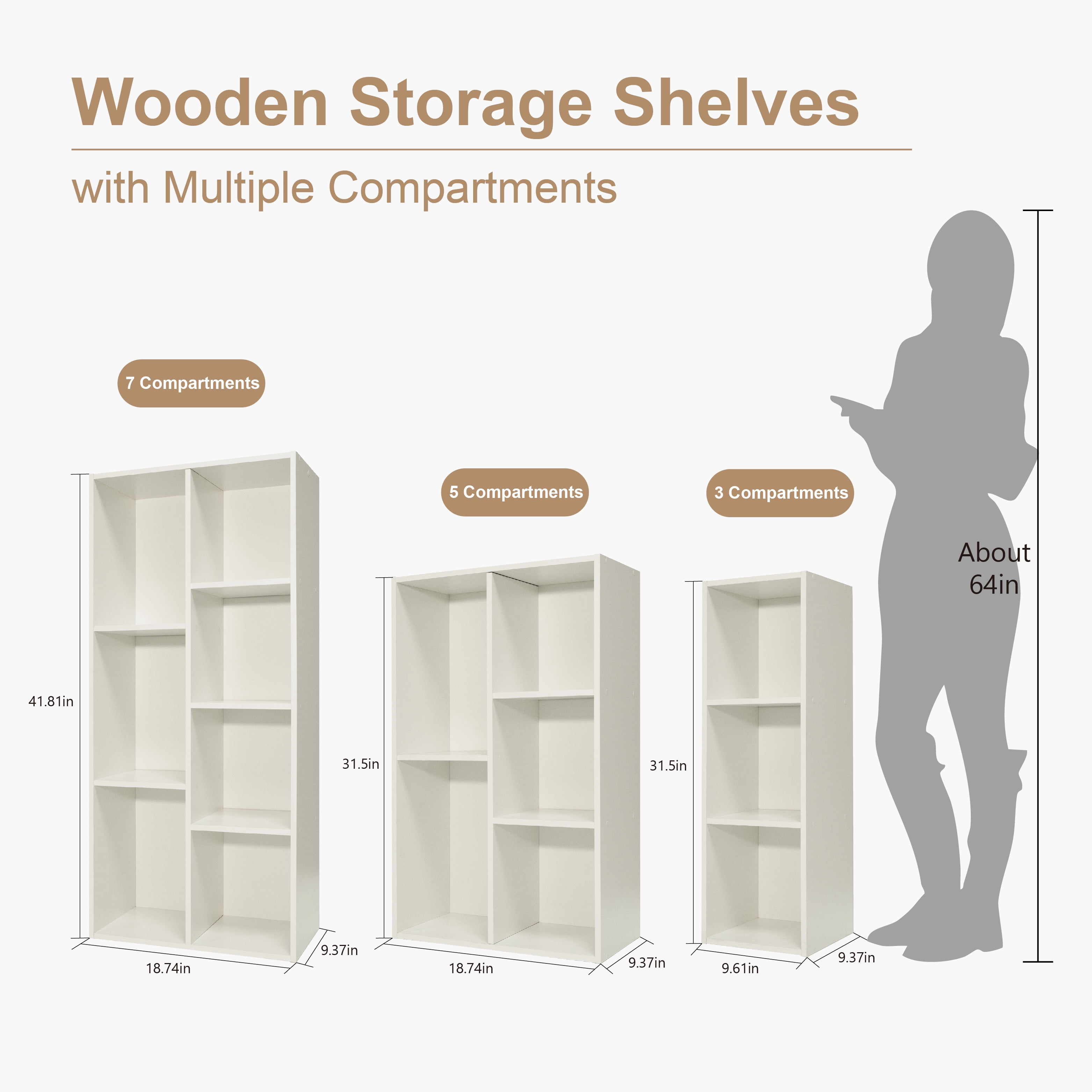 Mifurn 3-Tier Bookshelf Open Shelf Bookcase, White