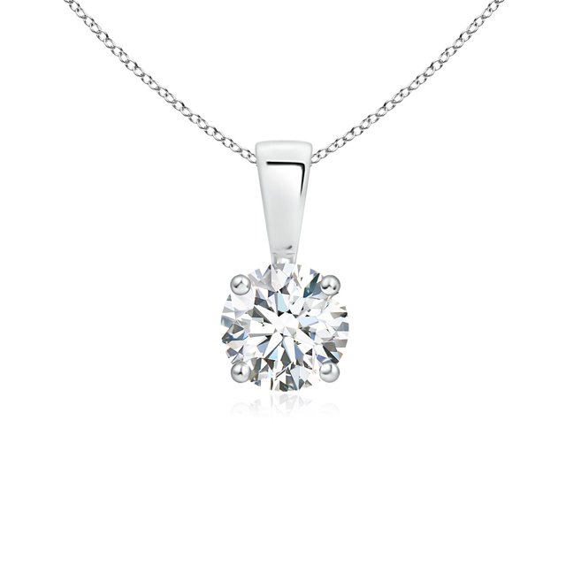 Angara Collier en Diamant de Laboratoire - Pendentif Solitaire en Diamant Rond Serti à Griffes en Platine pour Femmes
