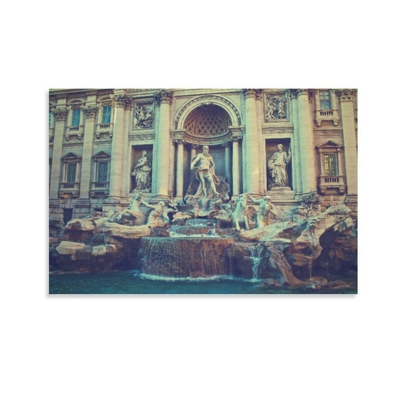 Trevi Fountain Art Poster Decorative Painting Canvas Wall Art Living Room Posters Bedroom Painting,Unframe-style,12x18inch(30x45cm)