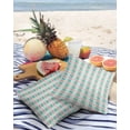 thumbnail image 3 of Pack of 2 Outdoor Pillow Covers, Abstract Geometric Blue Pink Green White Herringbone Pattern Waterproof Square Throw Pillowcase Cushion Decorative Pillow Covers for Couch Patio Tent, 20x20 in, 3 of 6