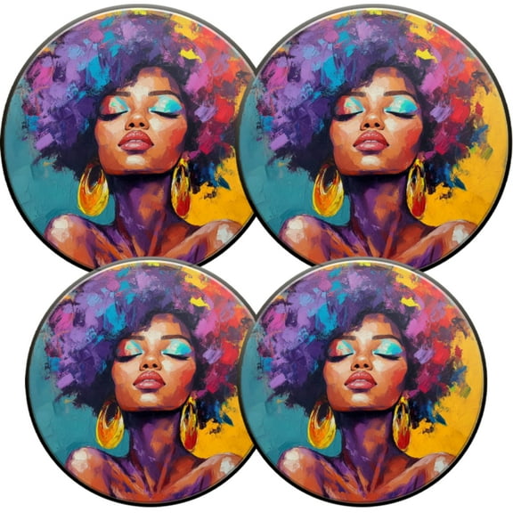 Electric Stove Burner Covers,4 Pcs Round Gas Burner Cover,8 and 10 Inch,Woman with Closed Eyes