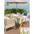 thumbnail image 4 of Outdoor Tablecloth with Umbrella Hole and Zipper, Easter Rectangle Table Cloth 54x80 Inch Waterproof Tablecloth, Rabbit Sheep Eggs Butterfly Flowers Pink Grid Picnic Table Cover for Patio Camping, 4 of 7