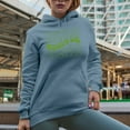 thumbnail image 2 of Recycle, Environmentalist or Nature Lover Themed, Groovy Retro Wavy Text Merch Gift, Light Blue Hooded Sweatshirt or Hoodie, Small, 2 of 5