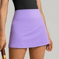 thumbnail image 4 of TOWED22 Casual Mini Stretch Waist Flared Plain Pleated Skater Skirt(Purple,XL), 4 of 7