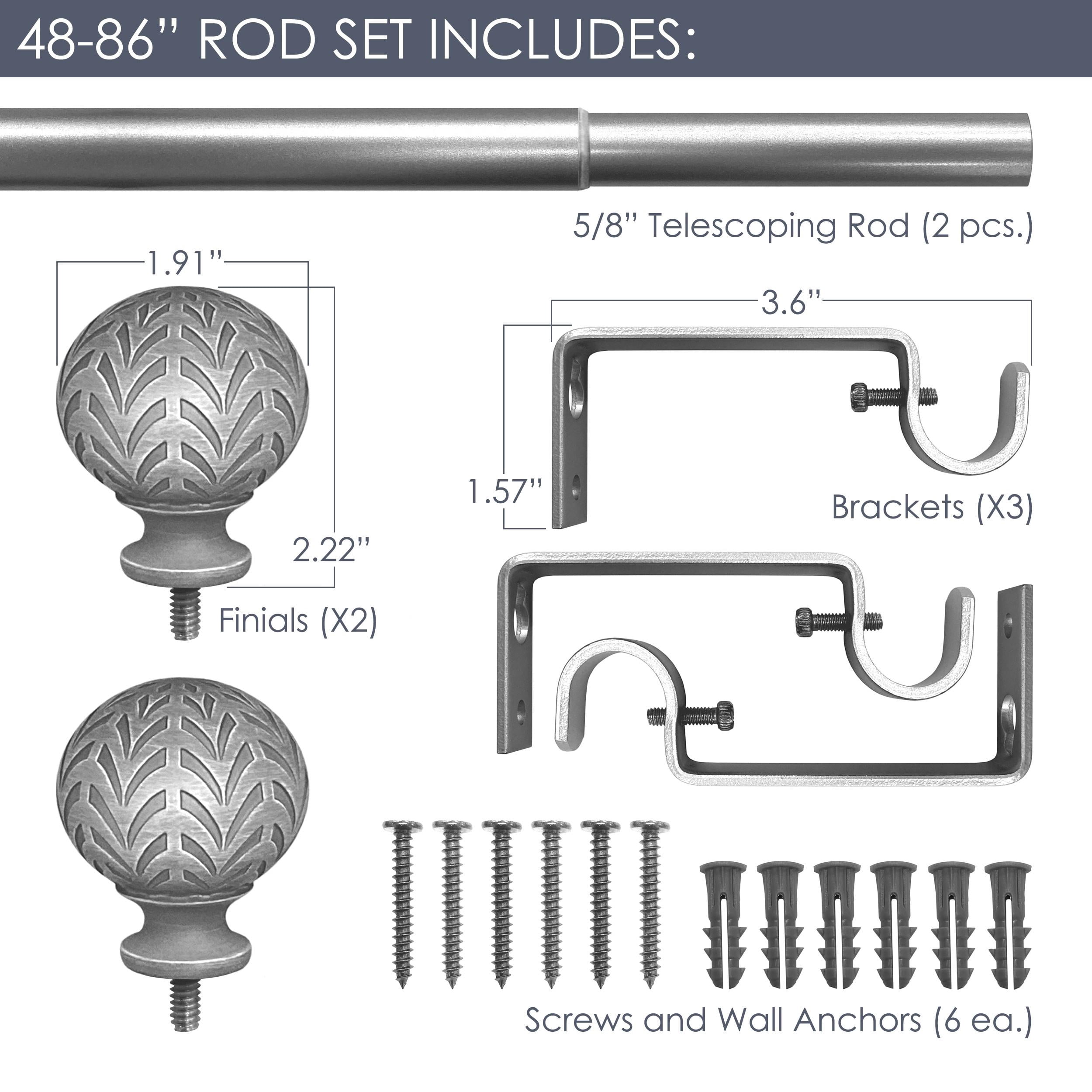 Hermosa 48-86 Rod Set 5/8 Inch - Weathered Grey