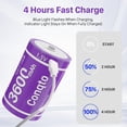 thumbnail image 2 of 3600mAh D Batteries with 2 in 1 USB-C Cable, High Capacity and High Performance Lithium D Battery Replacement for Remote Control, Electronic Toys etc. (2P), 2 of 7