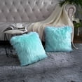 thumbnail image 3 of Lochas Modern Chair Decorative Fluffy Pillow Case, Backing Hold Pillow Case/Seat Sofa Cushion Square Throw Pillow Cover, 18 x 18inch Light Blue, 3 of 7