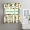 thumbnail image 2 of Kitchen Curtains 24 Inch Short - 3 Panel Set, Boho Sunflower Butterfly Floral Print, Rod Pocket Window Curtain for Rustic Farmhouse, Country Vintage Summer Decor, Easy Wash, 2 of 6