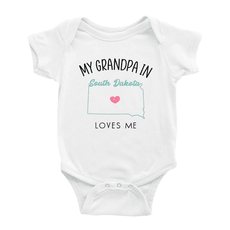 

My Grandpa In South Dakota Loves Me Baby Clothing For Boy Girl Bodysuits 0-3 Months
