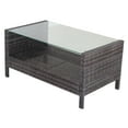 thumbnail image 2 of Knubmt Patio Tempered Glass Tabletop PE Rattan Frame Coffee Table, Brown, 2 of 9