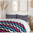 thumbnail image 6 of Ambesonne Chevron Duvet Cover Set, Zigzag Colorful Twisty, 2-Calking, Pink Sky Blue Black, 6 of 6