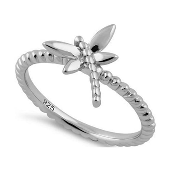 Mooneye 925 Sterling Silver Platinum Plated Dragonfly Women Valentines Day Gifts Ring