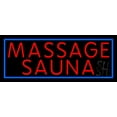 thumbnail image 1 of Massage Sauna LED Neon Sign 10 x 24 - inches, Black Square Cut Acrylic Backing, with Dimmer - Bright and Premium built indoor LED Neon Sign for Spa interior decor and storefront., 1 of 7