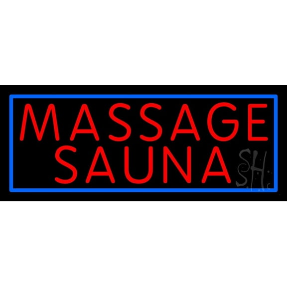 Massage Sauna LED Neon Sign 13 x 32 - inches, Black Square Cut Acrylic Backing, with Dimmer - Bright and Premium built indoor LED Neon Sign for Spa interior decor and storefront.