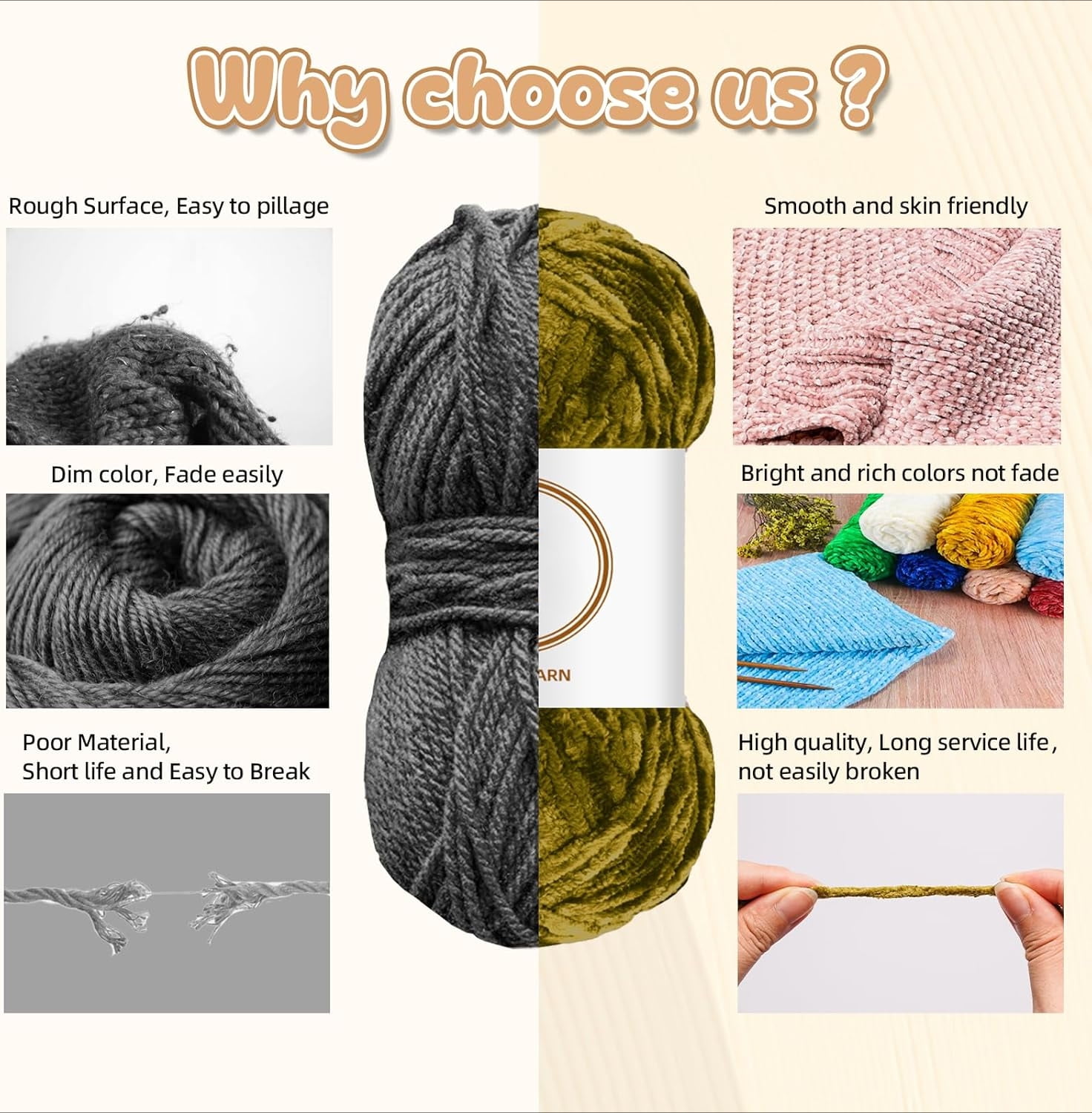 1/ 4/ 8 skeins 6mm 3.5 Oz/Skein Soft Chenille Yarn Velvet Yarn Blanket Yarn for Knitting Fancy Yarn for Crochet Weaving, DIY Bulky Weaving Crafts Making Blankets, Clothes