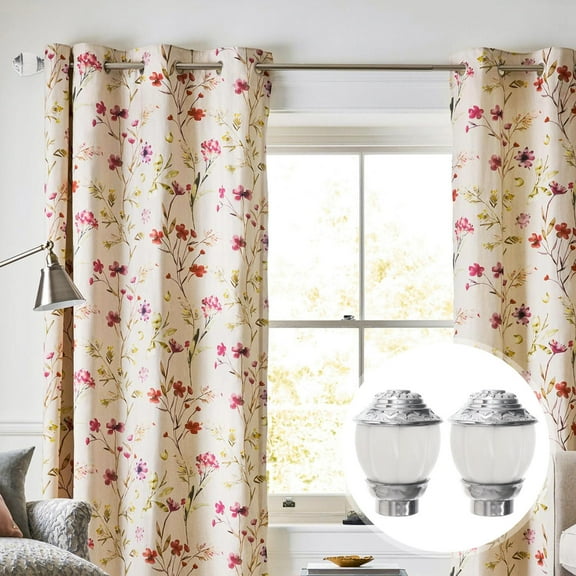 BESTOYARD 2Pcs White Decorative Resin Curtain Rod End Pumpkin Design Finials for 28Mm Rod