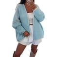 thumbnail image 2 of Women'S Oversized Cardigan Sweaters Fall Long Lantern Sleeve Knit Open Front Light Blue L, 2 of 6