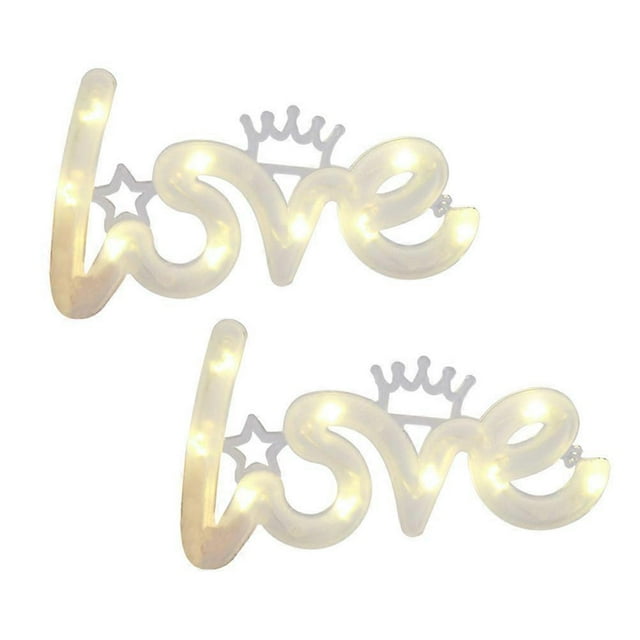 LED LOVE Letters Lamps for Decor White Plastic Material Create Romantic Atmosphere 2 Pcs