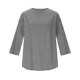 thumbnail image 5 of 3/4 Sleeve Womens Tops Lightweight Quick Dry Casual Crewneck Athletic Workout T Shirts Solid Color Loose Blouse Gray S, 5 of 6