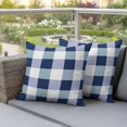 thumbnail image 2 of Outdoor Pillow Covers Blue White Gingham Plaid Waterproof Pillow Cases 18x18 Set of 2, Nautical Checkered Throw Pillow Cover Pillowcase for Patio Balcony Couch Garden, 2 of 9