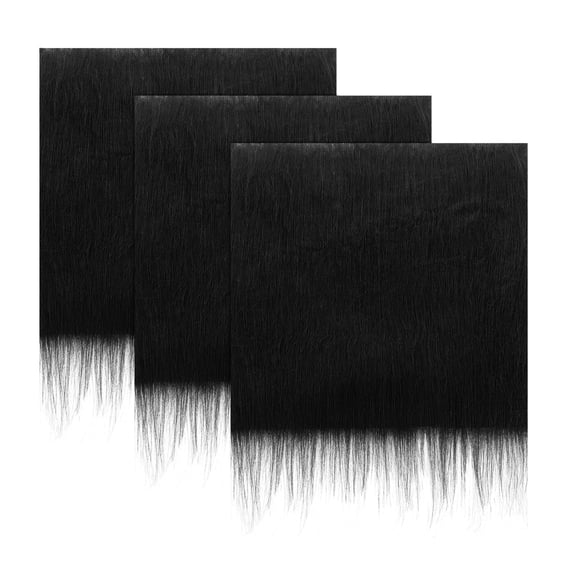 Faux Fur Fabric Square, 10x10 Inches Furry Fur Patches Plush Rug Black 3Pcs