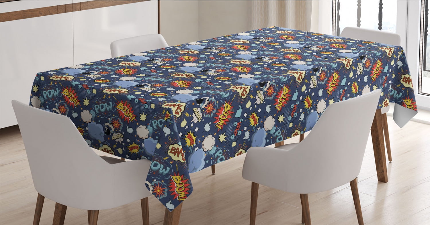 Rectangle Tablecloth Poly-Linen-Cotton-Wax Easy to Clean Tablecloth Set 60x90 inch incl Place mats Artisanal Made for Dinning Parties Thanksgiving Christmas Weeding Birthday Receptions