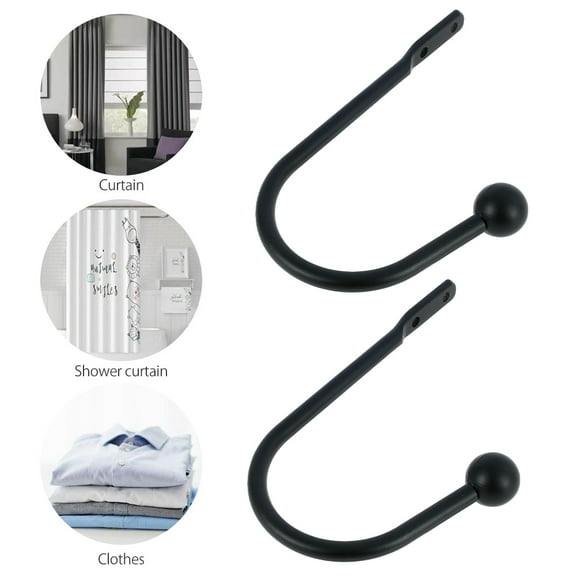 MTFun 2PCS Curtain Holdbacks, Curtain Tieback Hooks, U Shaped Hook Decorative Metal Tassel Drapery Curtain Accessories for Drapes Wall Mounted Drapery Holdbacks with Screws Expansion Plugs