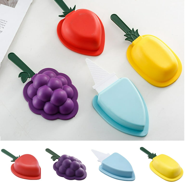 Cute Popsicle Molds Silicone Ice Pop Molds Homemade Popsicle Silicone Mold  with 100pcs Popsicle Sticks Reusable Easy Release Ice Pop Maker (Pineapple)