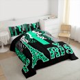 thumbnail image 3 of Homewish Green Eiffel Tower Bedding Comforter Set, Romantic Valentines Day Twin Comforter Sets, Chic Leopard Zabra Print Reversible Bedding Set, Luxury Bedroom Decor, 2pcs, 3 of 8