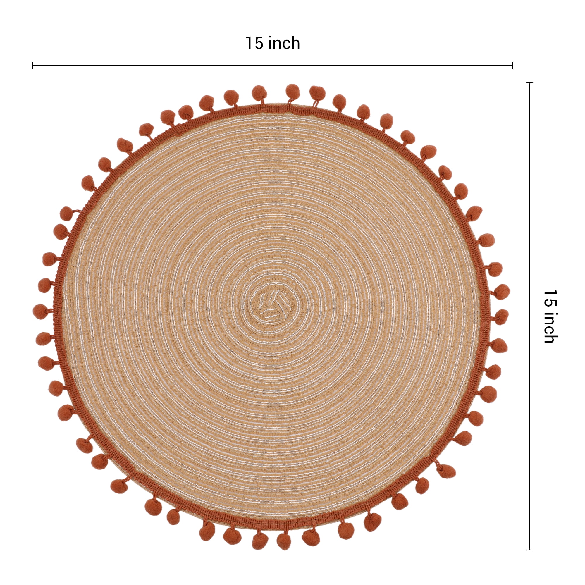 Unique Bargains Placemats Set of 6 Polyester Placemats for Dining Table Tawny 15x15in
