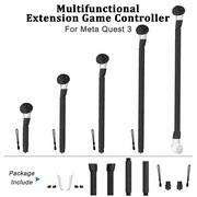 VR Game Controller Accessories, VR Long Arms Grips for Meta Quest 3 Beat Saber Golf Club Baseball-Black