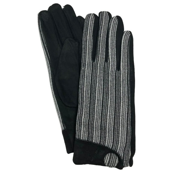 Womens Black Stripe Stretch Fit Text & Tech Touchscreen Driving Gloves