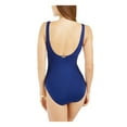 thumbnail image 2 of LAUREN RALPH LAUREN Women's Blue Stretch Tummy Control Shirred Lined Deep V Neck Twist Front Beach Club Underwire One Piece Swimsuit 16, 2 of 4