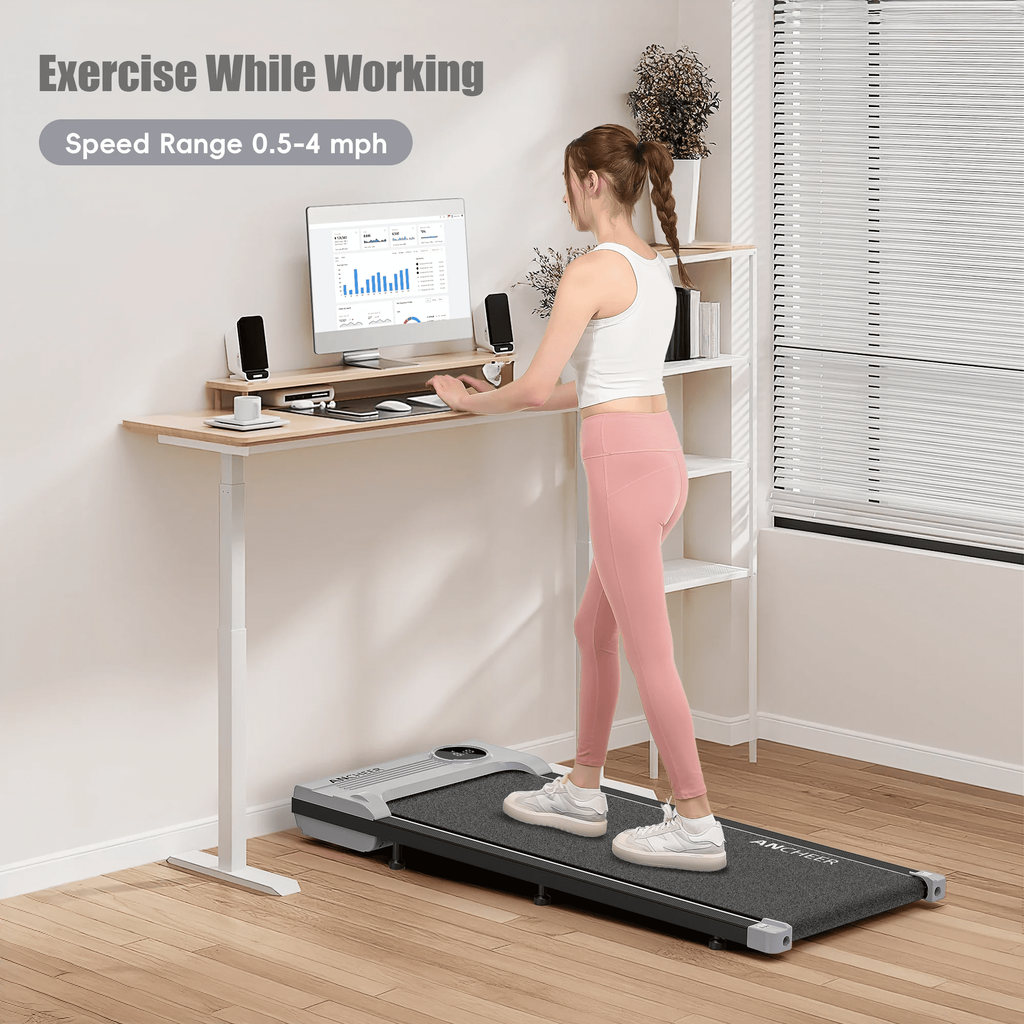 Walking Pad Treadmill&Under Desk Treadmill for Home&Office, Speed Range 0.6~4mph, 300 lbs Weight Capacity