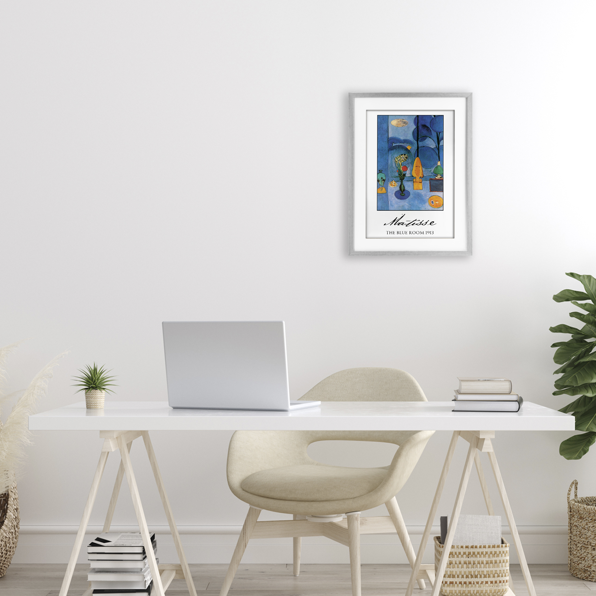 Matisse The Blue Room Gray Framed Print Under Glass, design by Vintage Hustle