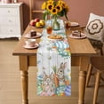 thumbnail image 2 of Spring Easter Table Runner 72 Inches, Bunny Eggs Floral Leaves Farm Wooden Grain Bed Runner Dresser Scarves Tabletop for Indoor Outdoor Parties/Ceremony/Banquet, 18" x 72", 2 of 8