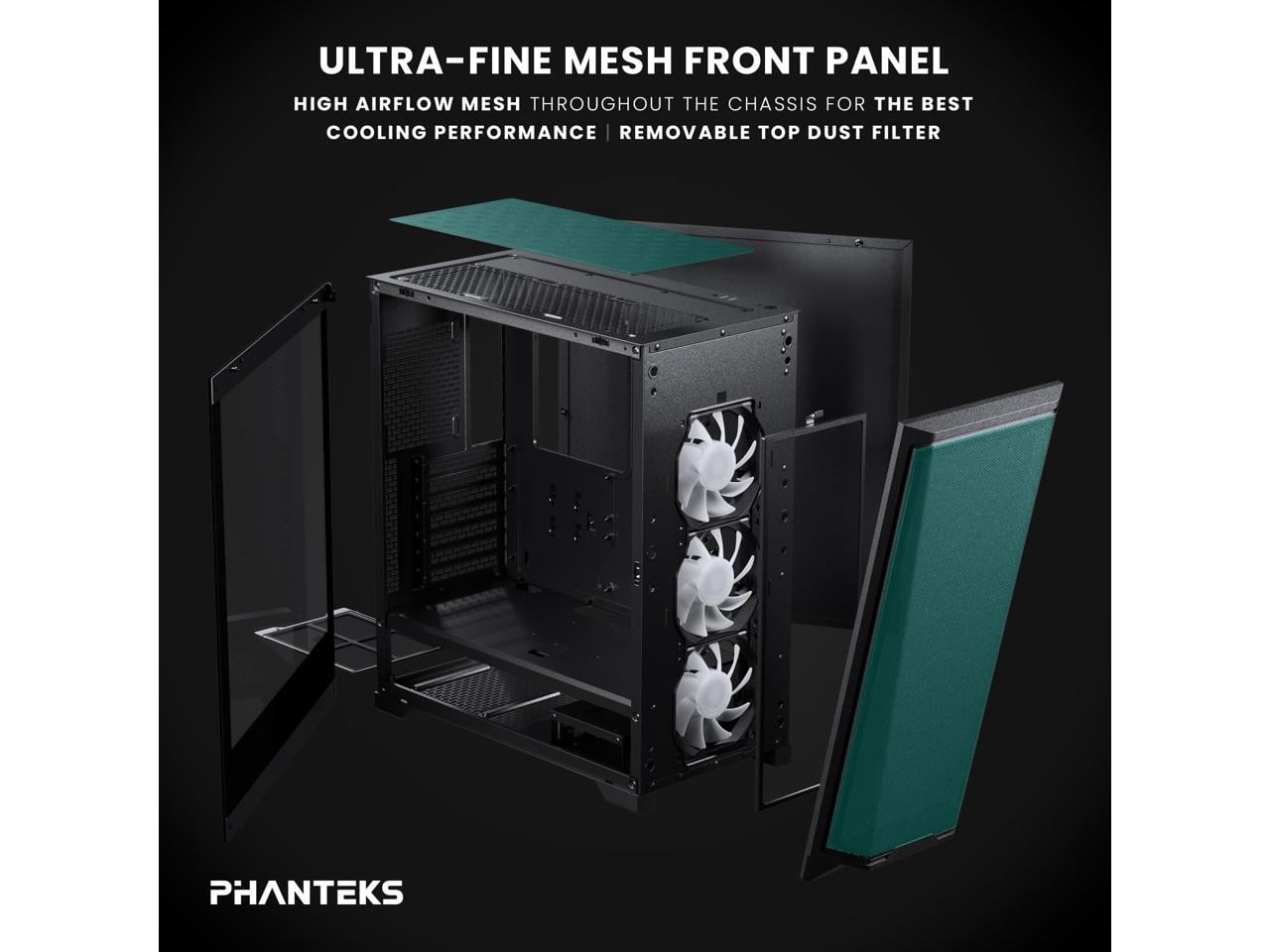 Phanteks Eclipse G370A, mid-tower Gaming Chassis, high airflow mesh, 3x M25 D-RGB Fans, Black.