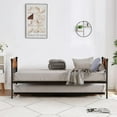 thumbnail image 2 of QinaQin Metal Sleeper Sofa with Trundle,Platform Bed Frame with Heavy-Duty Steel Slats and Stylish Headboard,Convertible Sofa Bed for Living Room,Bedroom,Brown, 2 of 8