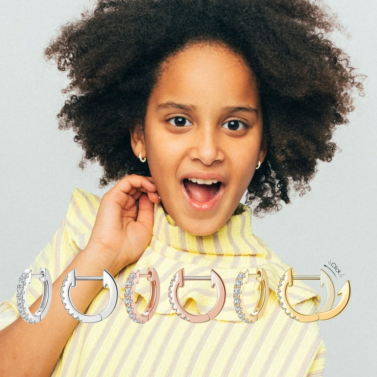 Adoyi Gold Huggie Earrings for Women Silver Small Huggie Hoop Earrings for Women Girls Gift 14K Gold Plated Hoops Set with Cubic Zirconia