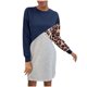 thumbnail image 1 of Camiseta de manga larga con cuello redondo y costura a la moda para mujer, camiseta con estampado de leopardo, Top de vestir Fridja  NMB2506, 1 of 5