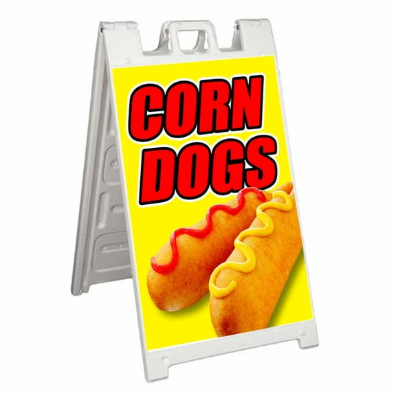 Corn Dogs (24" X 36") Standard A-Frame Signicade, Includes Decal Applied To Stand