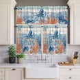 thumbnail image 2 of Ocean Octopus Curtain Valances Set Summer Orange Blue Sea Animal Corals Rustic Linen Kitchen Curtains 24&nbsp;inch Length Rod Pocket Valance and Tiers 3 Piece Set Small Bedroom Bathroom Laundry Decor, 2 of 9