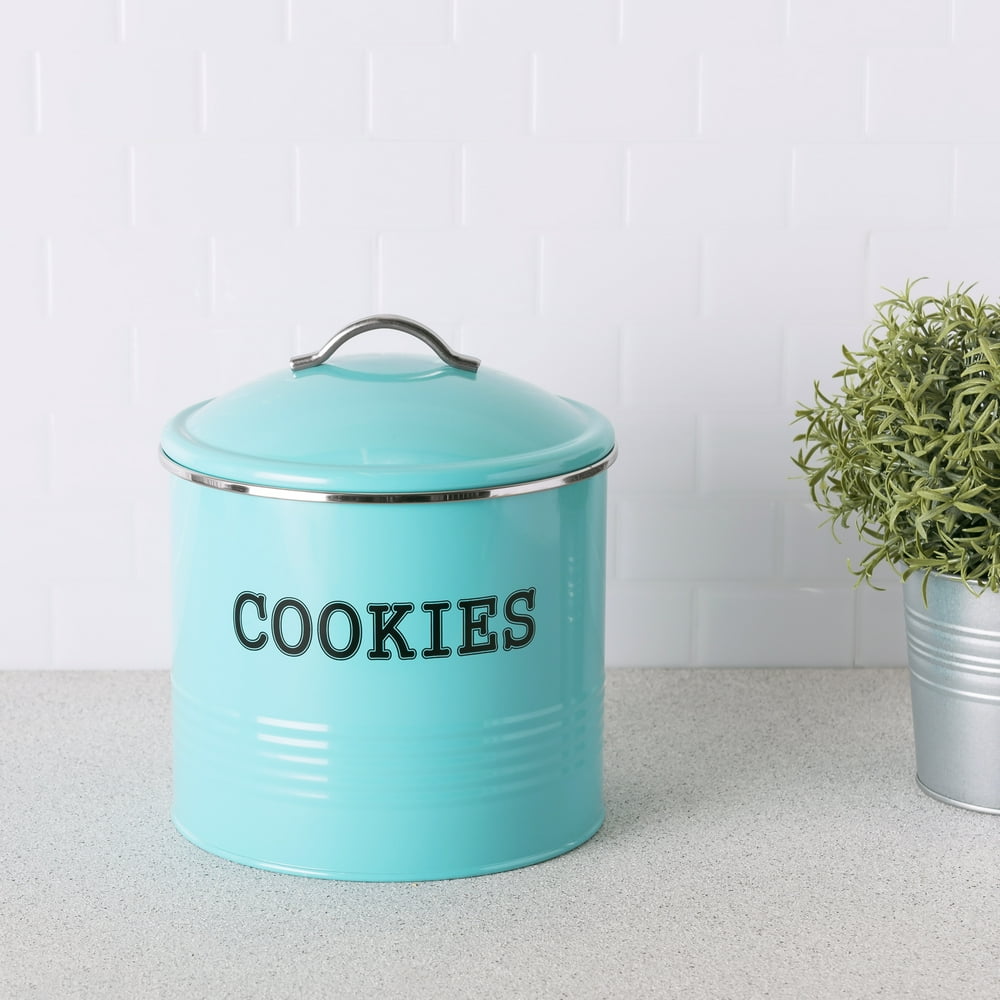 Tin Cookie Jar, Turquoise