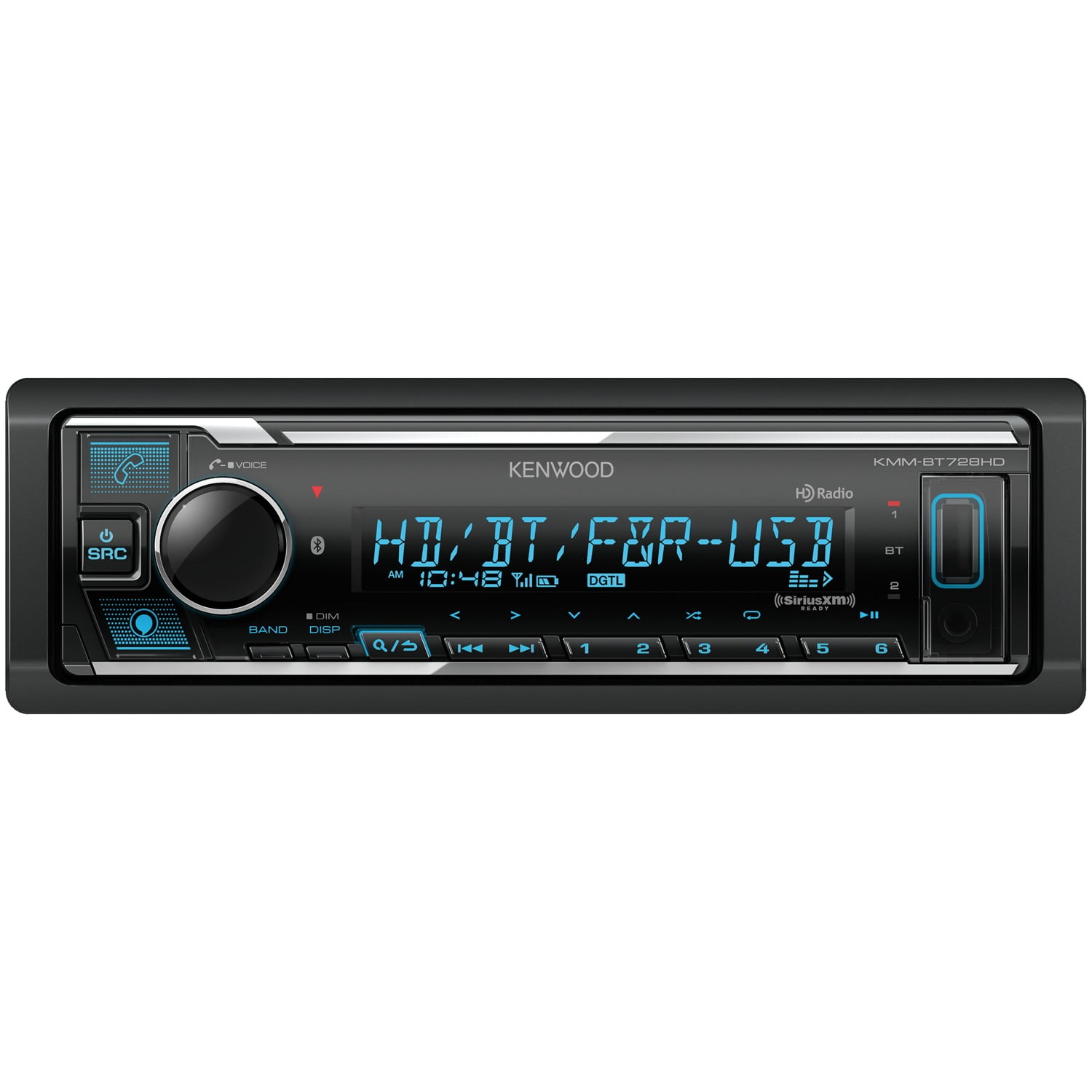 Kenwood KMM-BT728HD Single-Din In-Dash Media Receiver With Radio, Electronic Voice Assistant, And Siriusxm Ready -