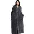 thumbnail image 1 of Zipper Bathrobe For Womens Flannel Fleece Robes Winter Warm Housecoat Nightgown, 1 of 3
