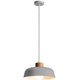 thumbnail image 2 of Lámpara colgante de metal redonda, moderna y sencilla nórdica, lámpara de techo E27 con acabado de madera grande, lámpara colgante de color brillante para cocina, dormitorio, sala de estar (gris), 2 of 5