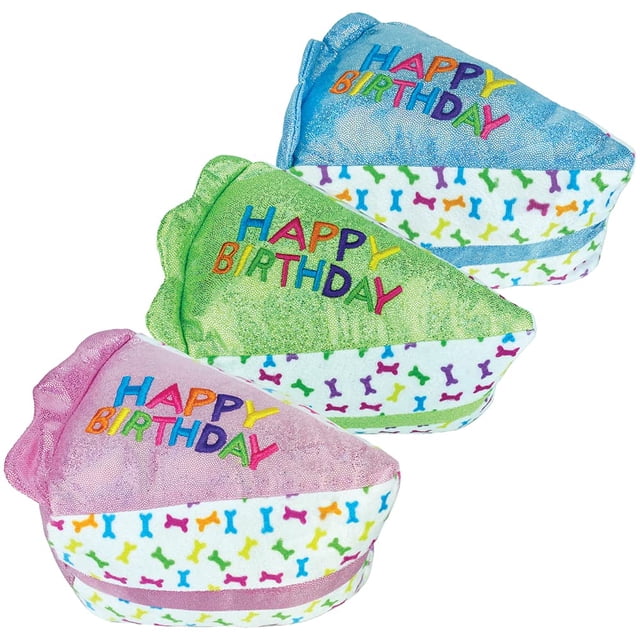 Juguete de peluche para perros con múltiples mascotas, tarta de cumpleaños, con chirriador
