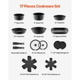 thumbnail image 2 of VEVOR 17 Piece Pots and Pans Set, Granite Nonstick Detachable Handle Cookware, Space Saving Induction Cookwares, Kitchen RV Cooking Sets with Frying, Sauce, Saute, Tempered Glass Lid, Oven Safe, Black, 2 of 8