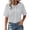 Gray, variant on Short Sleeve Tops for Women Ruffle Trim Collared Button-Down Shirt with Chest Pocket Casual Solid Color Loose Fitted Blouses for Office Work, Navy 3XL