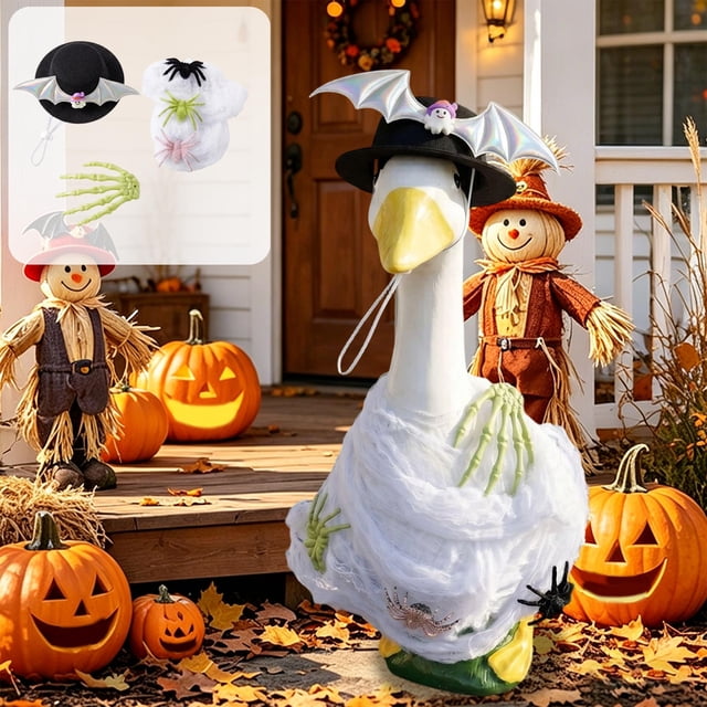 Porch Gooses Halloween Clothing DIY Spiderweb Hat Creativitiness Clothing Set Lawns And Garden Decor